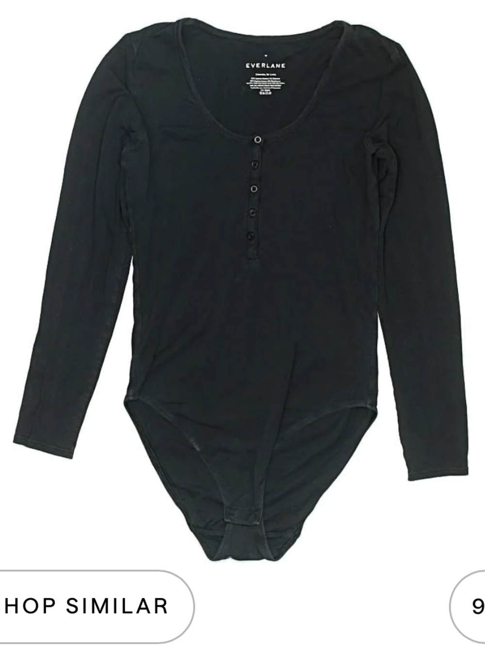 Everlane Black Long-Sleeve Henley Bodysuit